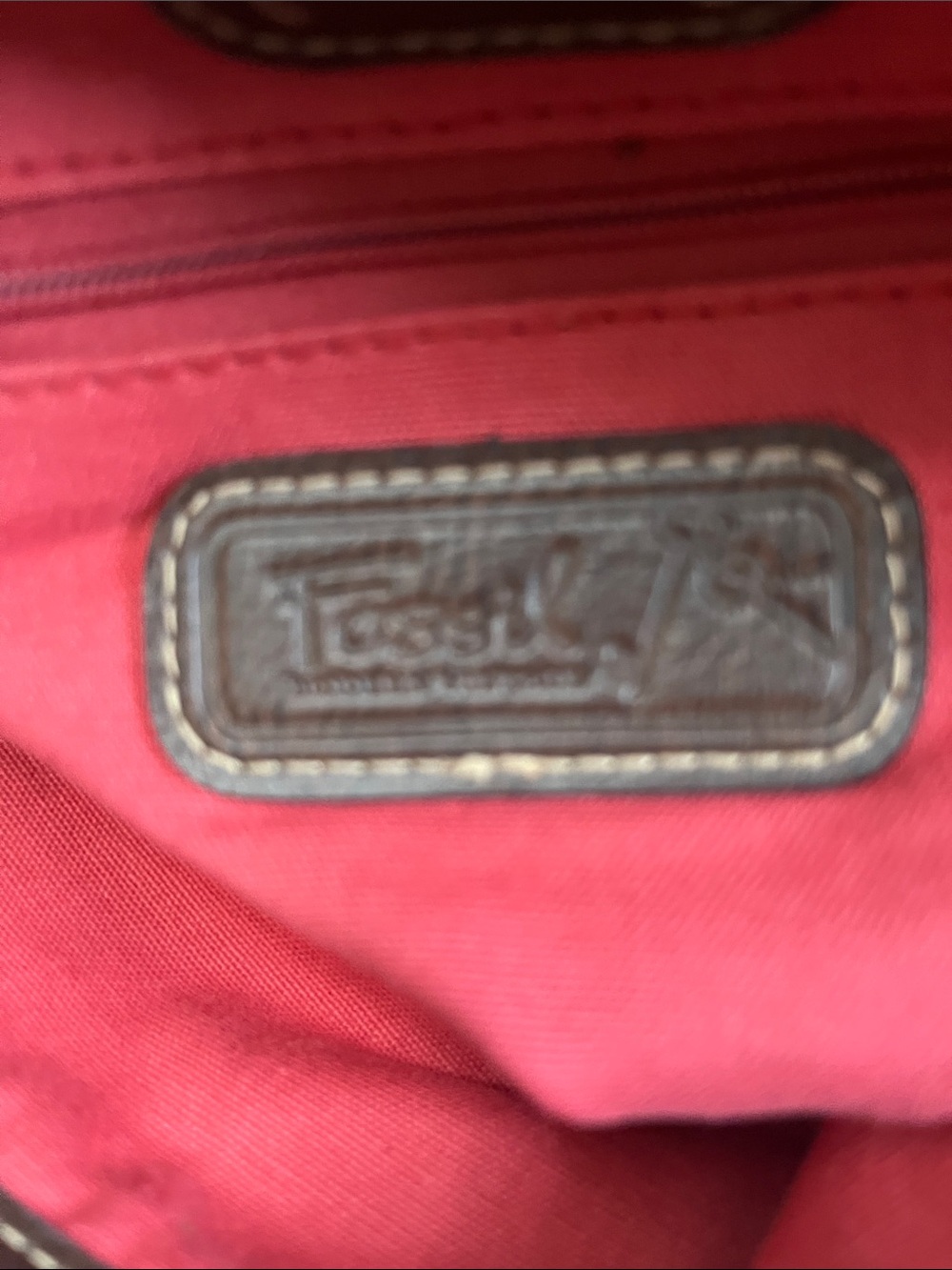 VINTAGE Fossil Multicolor Striped Canvas Shoulder Bag with Brown Leather Trim - Picture 10 of 10